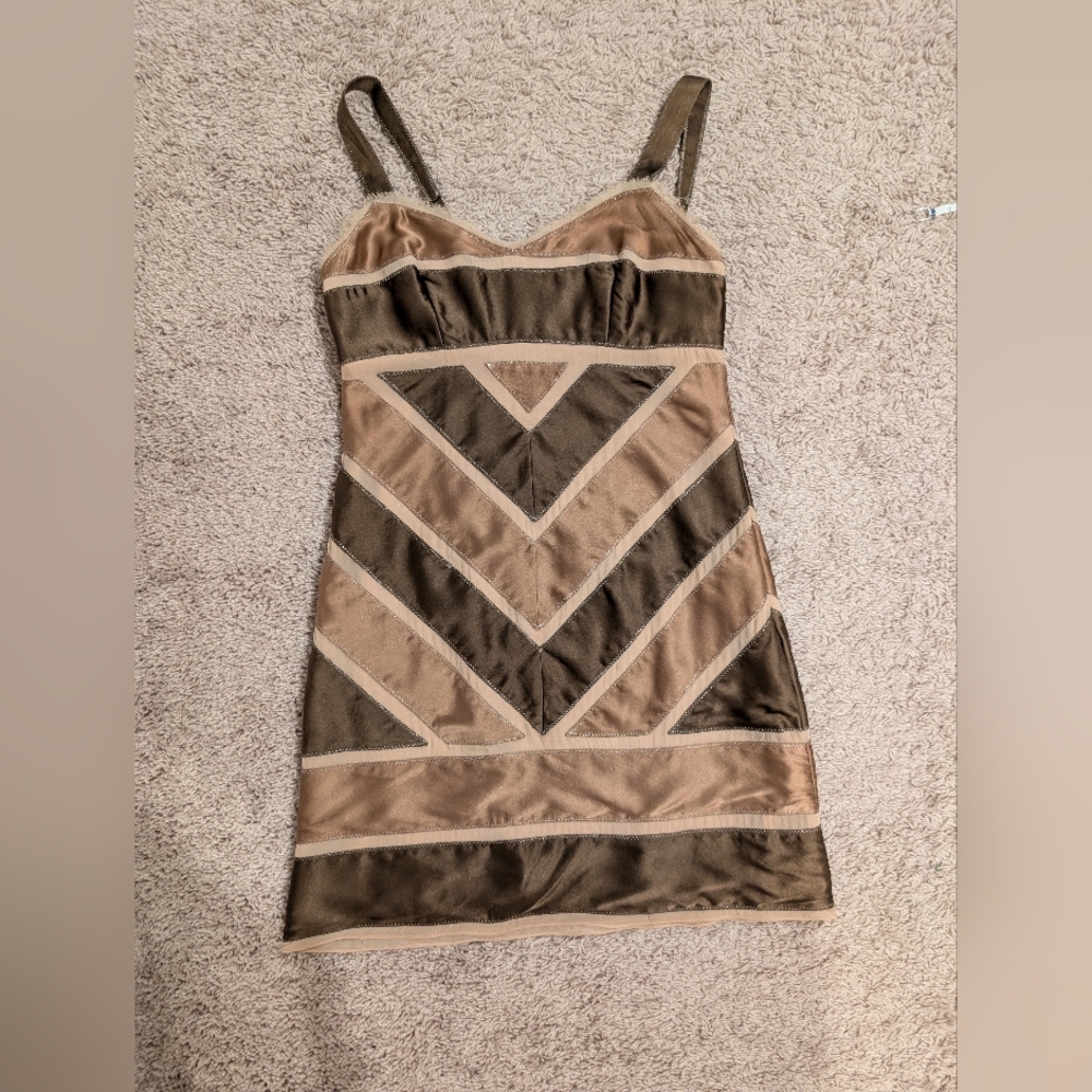 Bcbgmaxazria Silk Chevron Patchwork Cocktail Mini… - image 7
